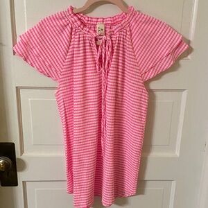 7th Ray Pink and White Striped Blouse